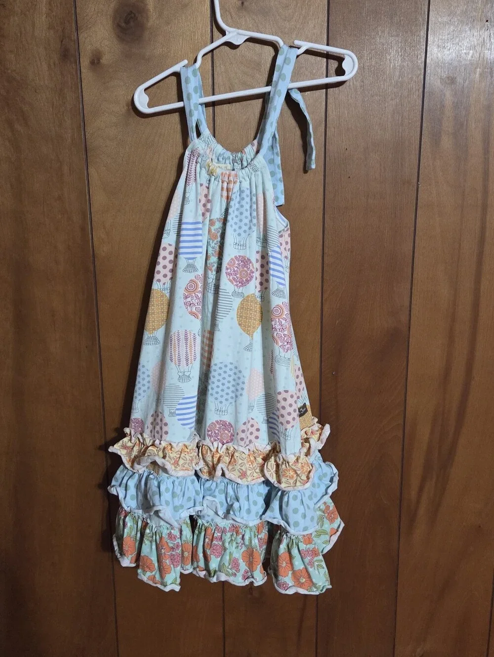 Matilda Jane Girls Dress UP IN THE AIR Hot Air Balloon Ruffle Tiered Size 8